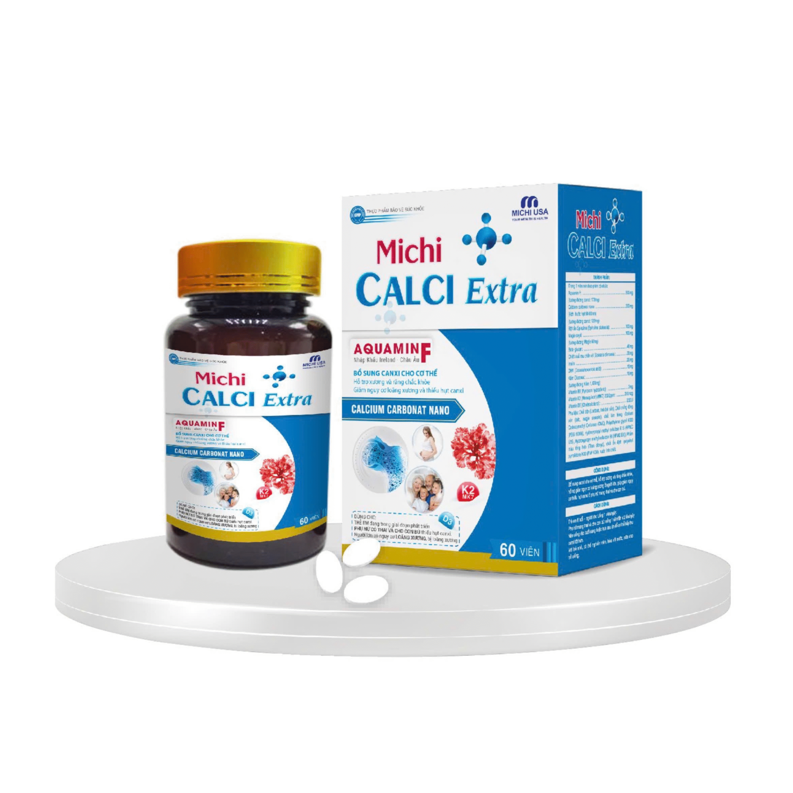 Thực phẩm bảo vệ sức khỏe Michi CALCI Extra Bổ sung canxi cho cơ thể Giảm nguy cơ thiếu hụt canxi - Hình ảnh 2